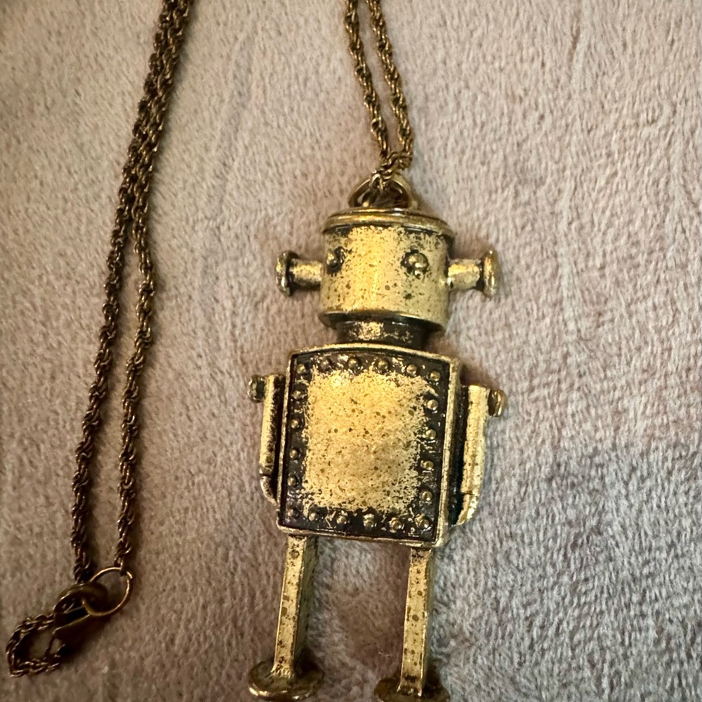 Gold Robot Pendant Necklace